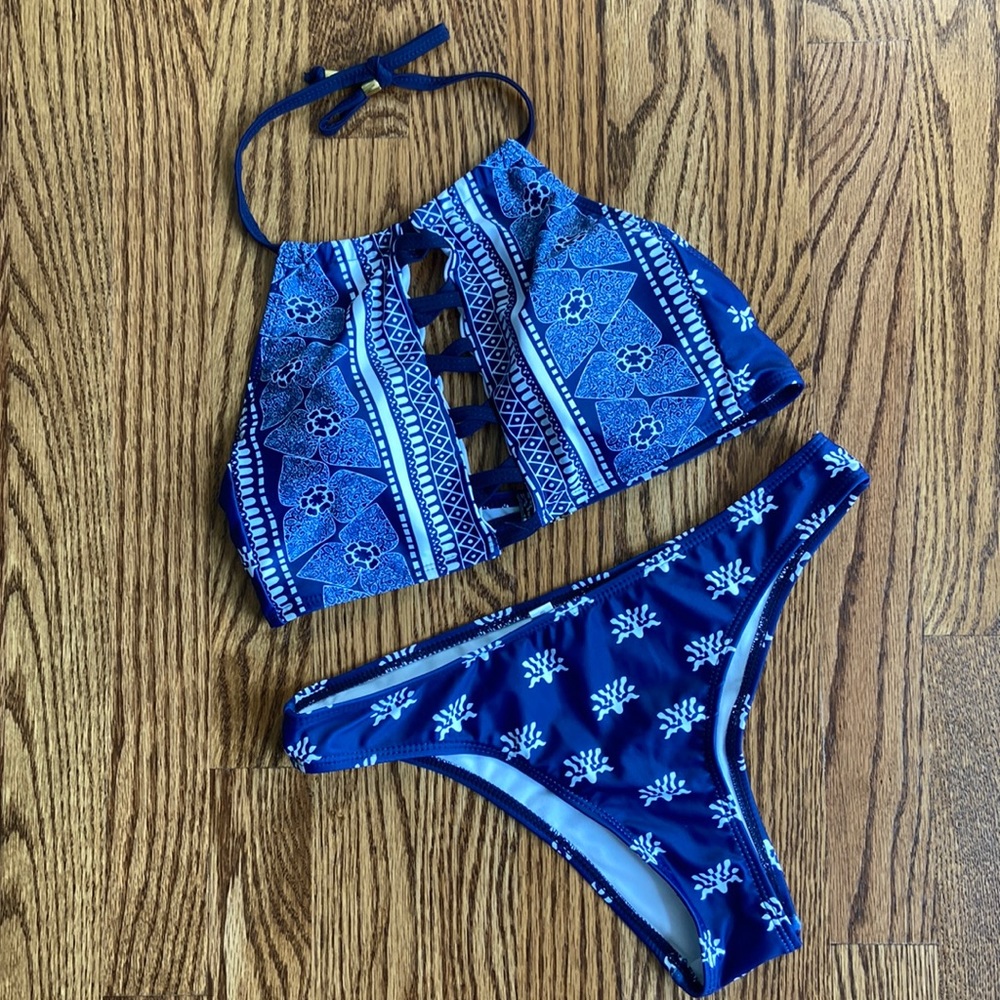 Blue Halter Bathing Suit NWOT